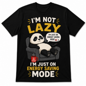 Funny Panda "Energy Saving Mode" Printed Black T-Shirt | Unisex Graphic Tee